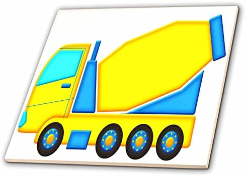 Ilustração de caminhão de cimento amarelo e azul de 3drose - telhas