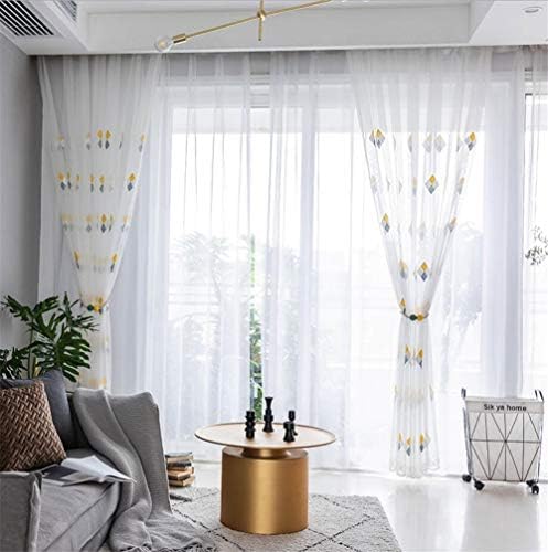 ZYBW diamante bordado cortinas puras para crianças sala de estar de 63 polegadas de comprimento cortinas de voz para janela