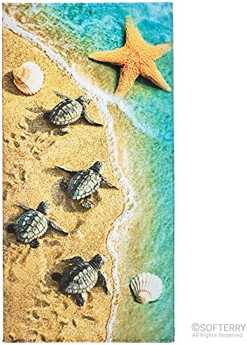 Softerry - Tartarugas de bebê Toalha de praia 30 x 60 polegadas algodão macio e absorvente