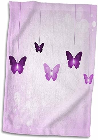 3d rosa fofa escura e roxa clara pendurada borboletas de mão/toalha esportiva, 15 x 22