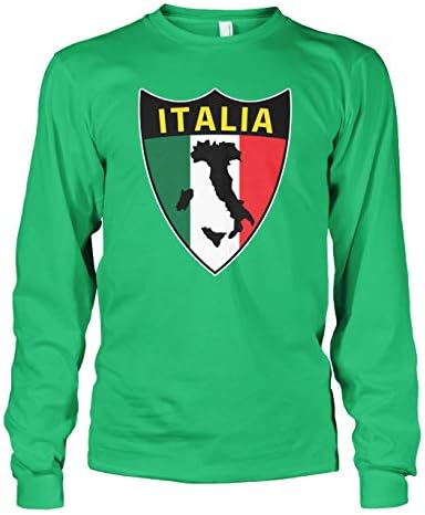 Cybertela Men's Italian Italy Italia Shield Flag T-shirt de manga longa
