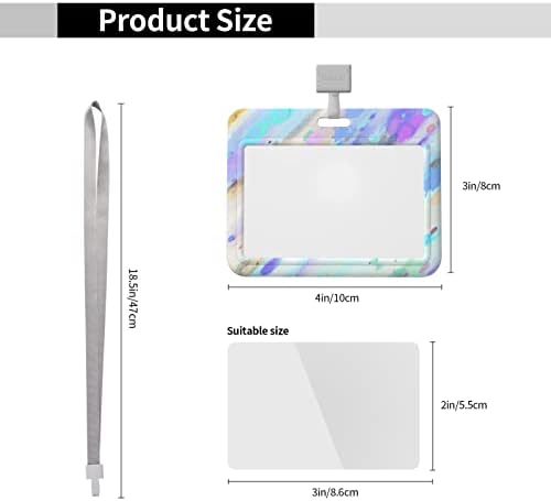 Caso de cartão horizontal Spra a aquarela Splashing Rainbow ABS Nome Tags titulares de crachá com um suporte de identificação