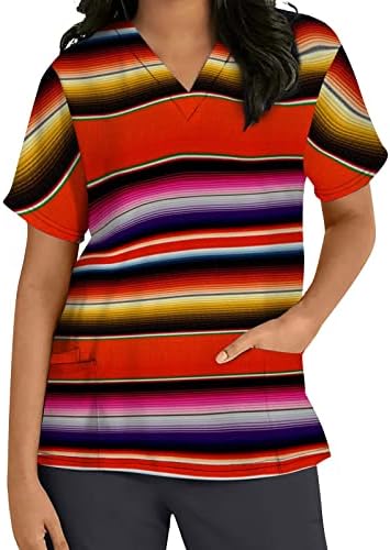Camisa da blusa para meninas outono roupas de verão de manga curta v trabalhador gráfico de pescoço camisetas listradas com bolsos 69 69