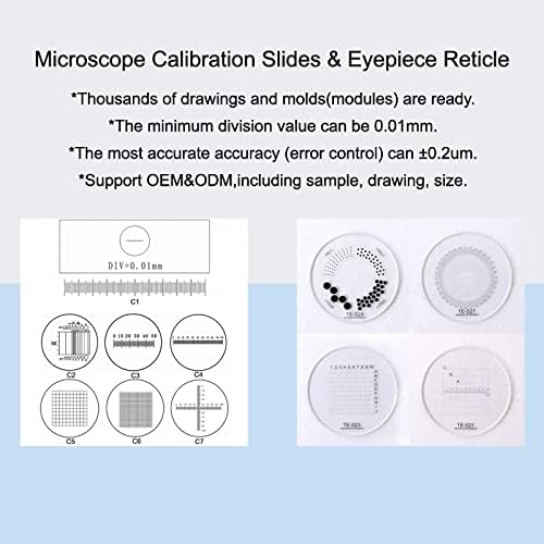 Kit de acessórios para microscópio para adultos Retículo de ocular microscópio de 0,1 mm, consumíveis de laboratório de lentes de vidro em escala