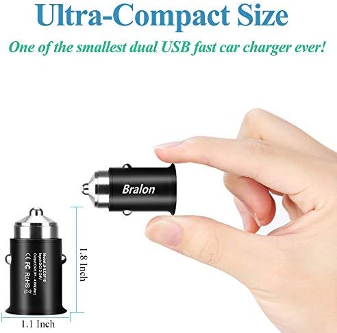Carregador de carro USB [5-Pack], Bralon 24W/4.8A Metal 2 USB Carregador de carro Fast compatível com iPhone 11