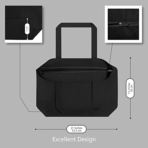 TopDesign Stylish Canvas Bag com bolso externo, fechamento de zíper superior, essencial diário