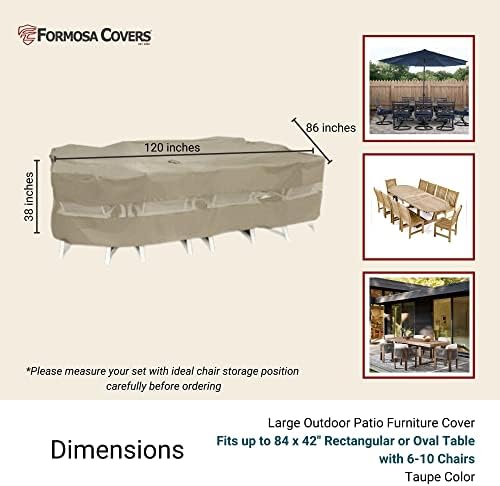 Formosa Capas | Capa de jantar de pátio ao ar livre extra grande de 120 L x 86 W se encaixa em móveis de jantar