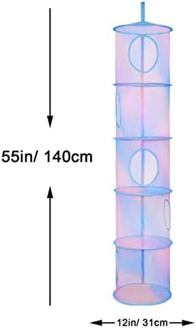 2pcs pendurados em malha de malha de economia organizador, organizador de armazenamento dobrável 5 Compartamentos Organizador