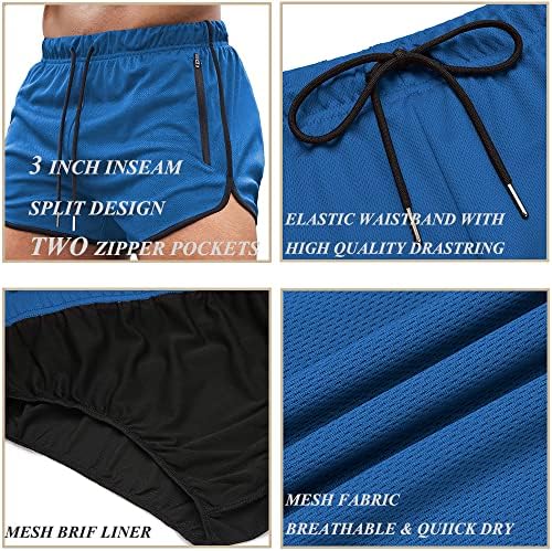 Coofandy Men's 2 Pack Workout Shorts de 3 polegadas de ginástica atlética com bolsos com zíper