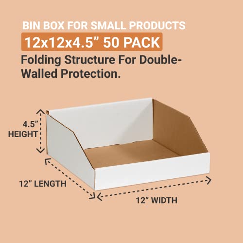 Bincos de armazenamento Aviditi 12 L x 12 W x 4,5 H, 50-Pack | Caixa de papelão ondulada para embalagem, movimentação e armazenamento