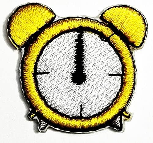 Raro relógio de tabela de patch relógio bonito amarelo jaqueta pólo t- camisa de camisa mochilas Apliques de costura bordados em remendos artigos de moda de desenhos animados para crianças artesanato decorativo roupas de reparo