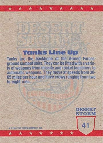 1991 Topps Desert Storm Yellow Logo Letter Coalition for Peace Trading Cards 41b alinhando os tanques