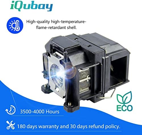Iqubay ELPLP67 V13H010L67 Lâmpada de lâmpada do projetor de reposição para Epson Powerlite Cinema Casa 500 707 710HD