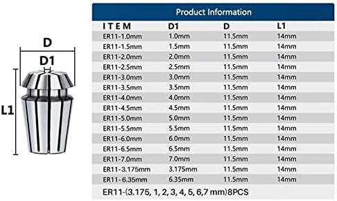 Gande ER11 Collet Chuck 1-7mm 1/4 1/8 AA 0,008mm de alta precisão ER Spring Cumult para montagem de moagem de bits 1pcs