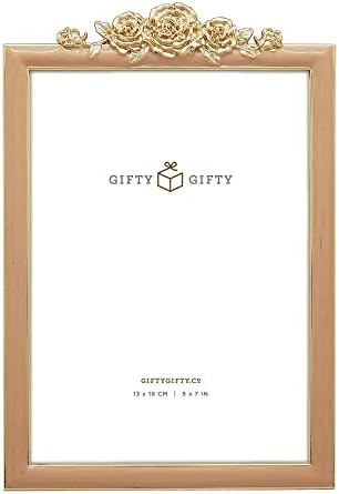 Gifty gifty vintage fino bedom rosa quadro / 5x7 in | Para exibição vertical em tabletops | Perfeito para decoração de casa, casamento, graduação ou fotos de marco