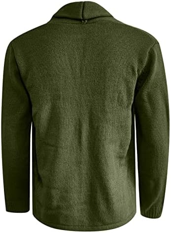 Mens Sweater de inverno moda xale de gola de gola de gola cardigan suéter casual manga longa casaca de tricô de cor sólida