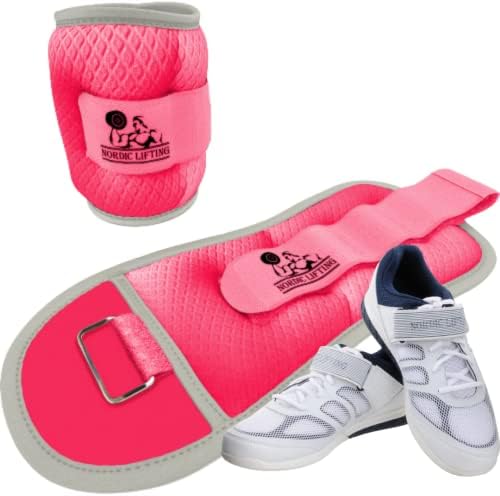 Pesos do pulso do tornozelo dois 1 libras - pacote rosa com sapatos Venja Tamanho 9.5 - Branco