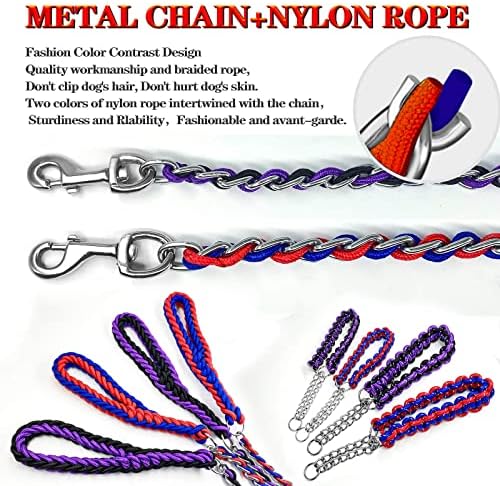 Cadeia de corda de cachorro Lases com colarinho refletivo, corda de nylon entrelaçou a cadeia de metal para fios de PET. Treinamento