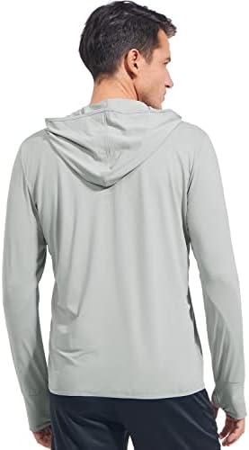 qualidyne masculino upf 50+ UV Full Zip Sun Protection Capelie com bolsos camisas leves de caminhada de pesca leve