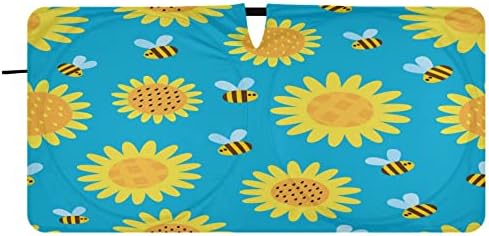 Blueangle Car Windshield Sunshade Cartoon Bees Front Auto Sun Shield Shield Sombro Visor Visor Acestories, 62 × 32 （387）