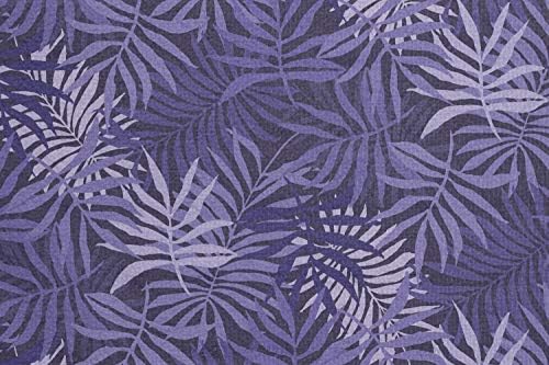 Toalha de tapete de ioga de Botânica de Ambesonne, arbusto de folhas de samambaia roxa nas ervas da floresta de padrão exótico da ilha, suor sem deslizamento Absorvente Yoga Pilates Pilates Cobra, 25 x 70, violeta azul