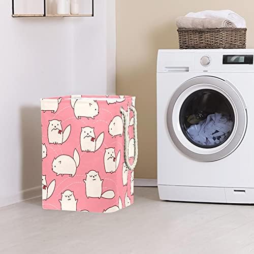Cute Animal Hamster Rouse Laundry Tester com alças grandes cestas dobráveis ​​para lixeira, quarto de crianças, organizador de casa, armazenamento de pano, 19.3x11.8x15.9
