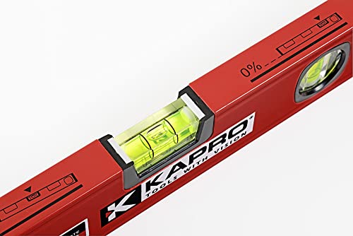 KAPRO - 105 Nível de caixa de gradiente de graduação de 105 - com medições de inclinação - apresenta frascos de inclinação predefinidos, tampas finais emborrachadas, superfície de precisão de moagem finamente - calibrada manual - alumínio - 48 polegadas