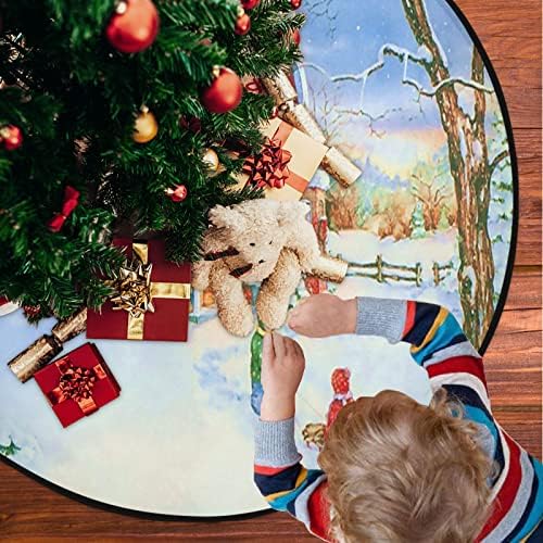 VISESUNNY TRIA DE NATAL MATOR Feliz Natal Vintage Snowy House Tree Stand Mat Floor Protetor Absorvente Tree Stand tape