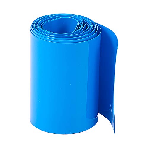 Bettomshin 1pcs Blue PVC Tubulação de encolhimento de calor de 8,2 pés 1,97 polegada plana para 2x18650 bateria