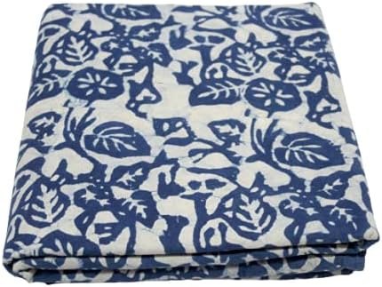 Cotton Design House Leaf Print Block Hand Priaile Fabric Royal Indigo Azul Fabric macio macio