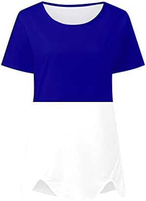 Camiseta sólida feminino feminino tshirts de manga curta Tops de verão bloco colorido lateral camise