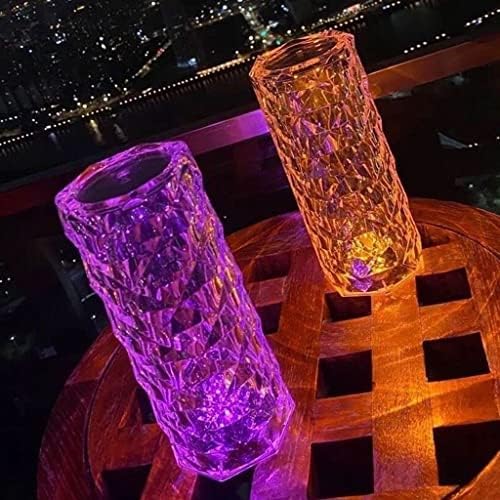 Bybycd Crystal Table Lamp Fantastic 3/16 Colors LED Atmosfera Luz 3D Padrão acrílico Controle de toque de toque Rosa