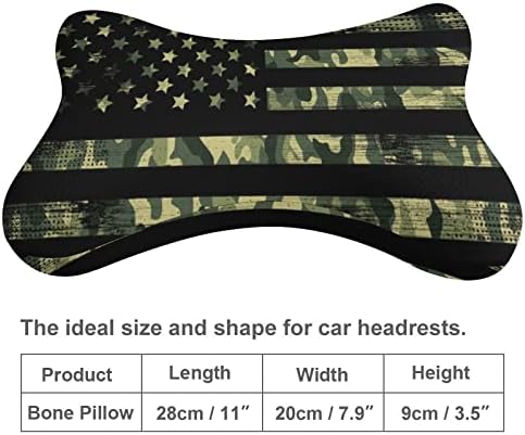 Bandeira americana com travesseiro de pescoço de carro de camuflagem Conjunto de 2 comprovantes de apoio de pillos de apoio de apoio de colar