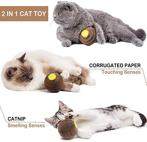 Areiia 2 PCs Toys Catnip para gatos internos Catnip recarregável Bolas de Scratcher