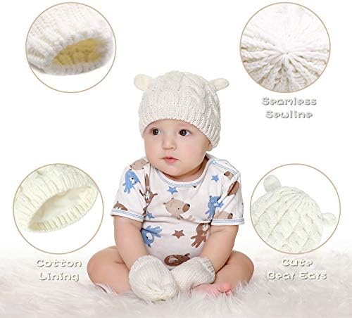 Unissex Baby Toddler Hat and Mitten Conjunto de inverno maconha grossa de gorro quente Luvas de boné para meninos infantis meninas