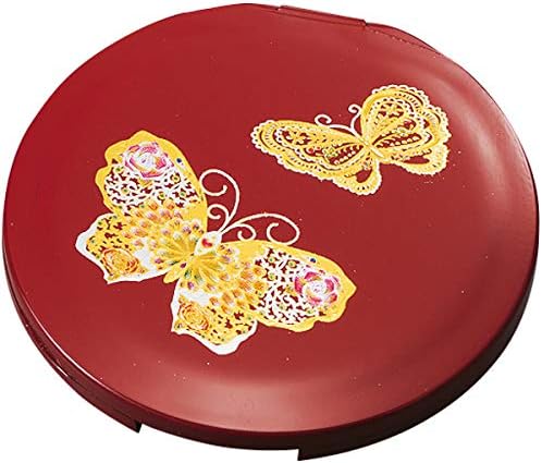 Espelho compacto redondo Takamaki de borboleta vermelha