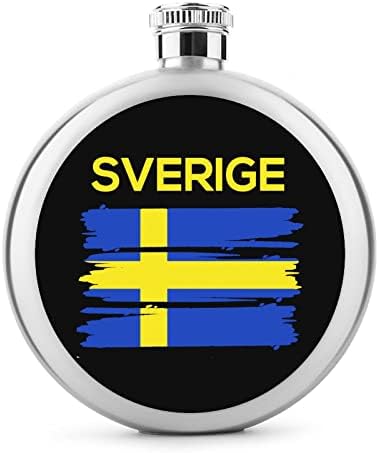 Sverige Suécia Bandeira Sueca Flass de quadril para bebidas alcoólicas de vinho de aço inoxidável Flask reutilizável para