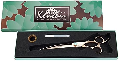 Kenchii Dog Brooming Scissors | Tesouras de 8 polegadas | Tesoura curva para cuidar de cães | Rose Collection Dog Shears |