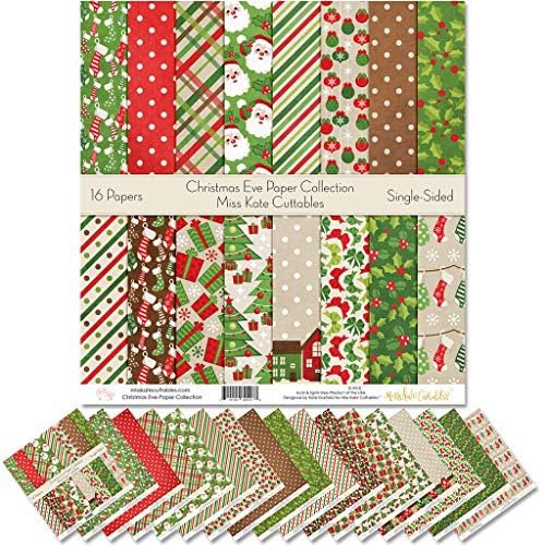 PACK PAPEL PACK - Véspera de Natal - Scrapbook Premium Premium Paper Specialty Single -lised 12 X12 Coleção inclui 16 folhas - Por Miss Kate Cuttables