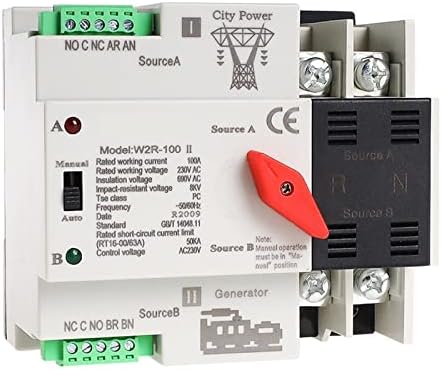 W2R Mini ATS 2P transferência automática interruptor de seletor elétrico interruptor de energia dupla ATS 63A 100A 1PCS