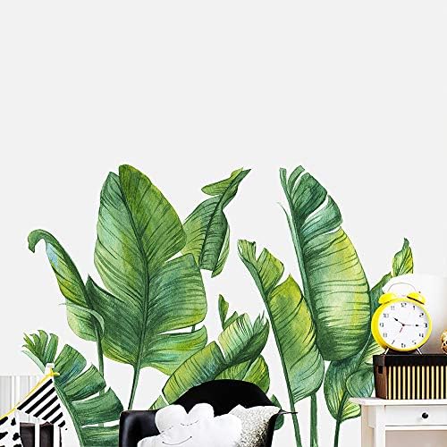 Plantas verdes adesivos de parede, decalques de parede de folhas frescas de folhas frescas removíveis, papel de murais criativos para decoração meninas garotos infantis berçário de bebê casa de estar na cozinha de quarto