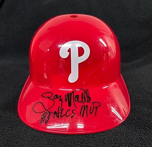 Gary Matthews assinou o capacete de rebatidas de rebatidas em tamanho real da Filadélfia Phillies - Capacetes MLB autografados