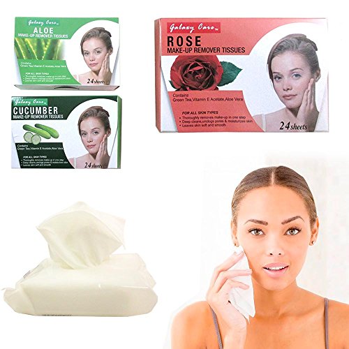 24 x Make Up Remover Cleansing Facial Toolettes Wipes Face Tissues Aloe Vera