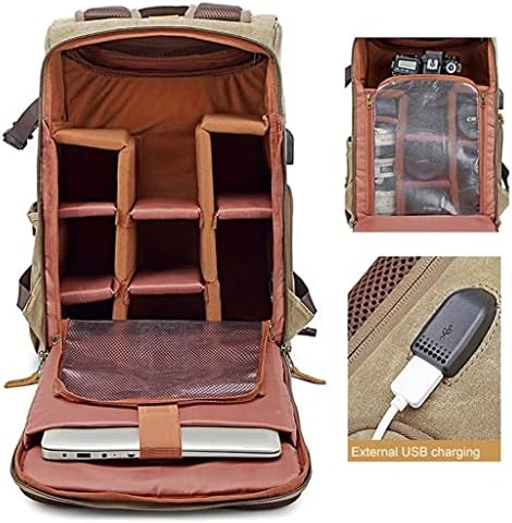YFQHDD BATIK Photography Retro Canvas Backpack USB Porta Laptop Men Bag de transportar caixa de transporte DSLR