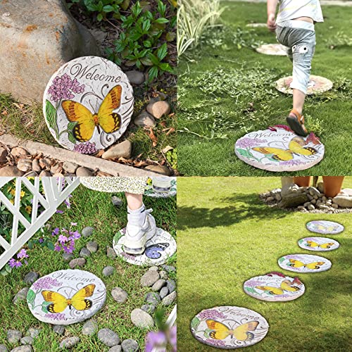 Decoração de jardim Pedras de pisos ao ar livre - Resina Butterfly Stone decorativa Memórias de cores brilhantes pavimentador