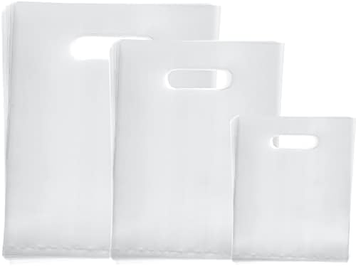 Pacote de 120 sacolas de compras transparentes com alças sacos de mercadorias de plástico transparente sacos de presente transparentes
