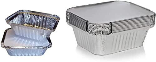 Recipiente de alimentos descartáveis ​​de alumínio com tampas de tampas reutilizáveis ​​Recipientes de viagem, ótimos para assar
