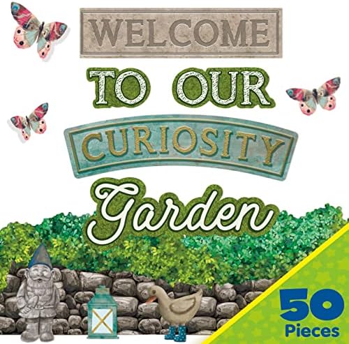 Eureka 847815 Curiosity Garden 'Welcome' Motivational Classroom Bulletin Board para professores, multicolor, 50pcs