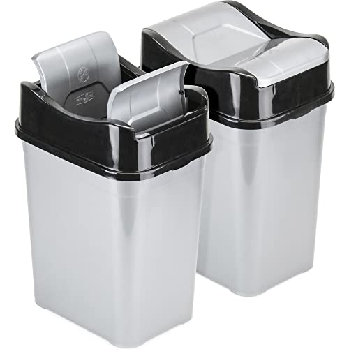Decorrack 2,6 galões/10l lata de lixo, lata de lixo com tampa dupla, pequena cesta de lixo de plástico para escritórios, quarto e banheiro, branco