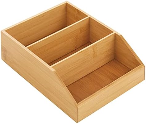 MDESIGN Bamboo Wood 3 Counter-organizador de camadas Bin, caixa de armazenamento de vários compartimentos para banheiro, armários,